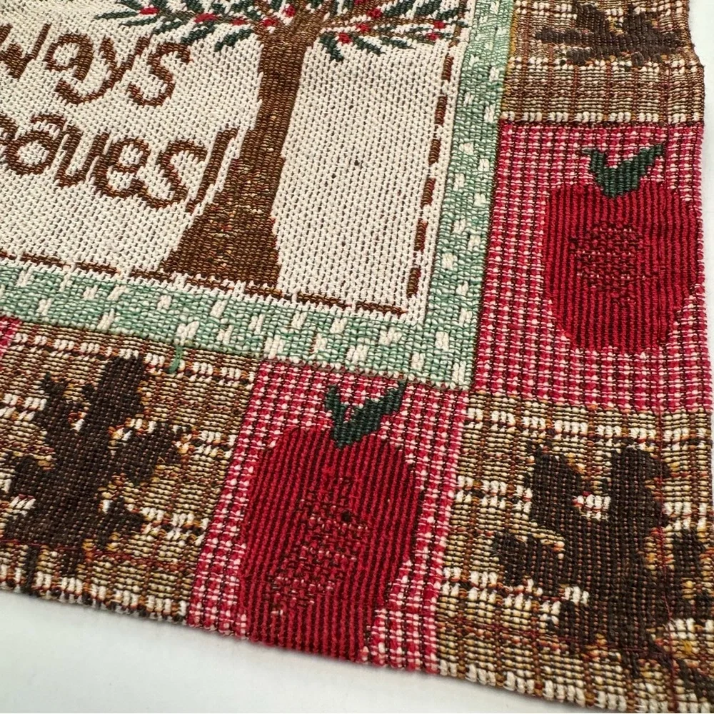 placemats 2pc set Apple tree graphic knit red green fall leaves teacher gift